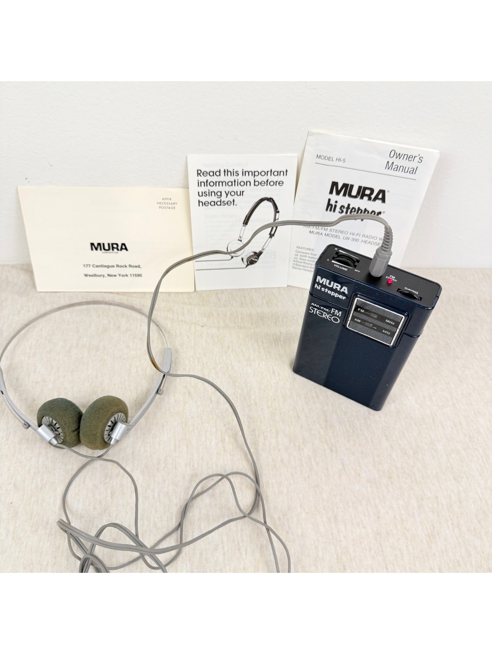 Vintage Mura Hi Stepper HI-5 AM/FM Radio LW-300 Headphones Tested